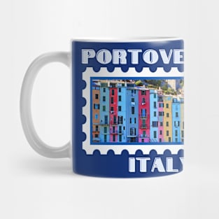 Portovenere, Italy. Light text, Gifts & Merchandise Mug